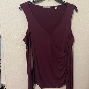 Maroon Mock Off the Shoulder Sweater